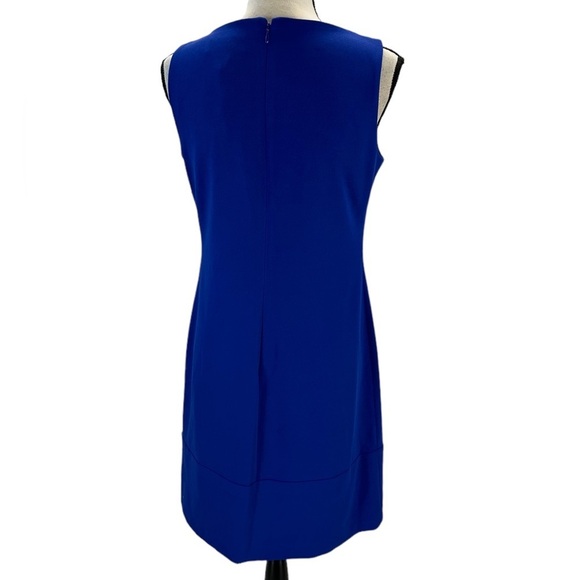 DKNY Sleeveless Round Neck Decorative Side Button Mini Dress - Blue - size 6 - Picture 4 of 10